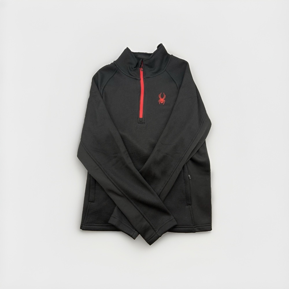 Spyder Mens Medium Black Outbound Polar Tech Ski Sweater 1/4 Zip New $99 Tags